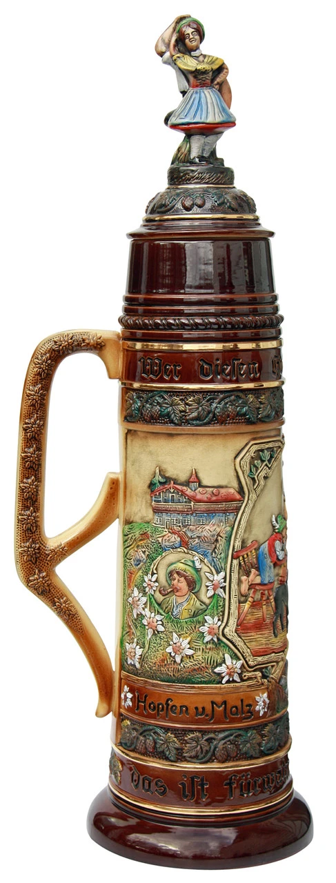 12 Liter Beer Stein With Dancing Bavarian Couple Lid - Image 3