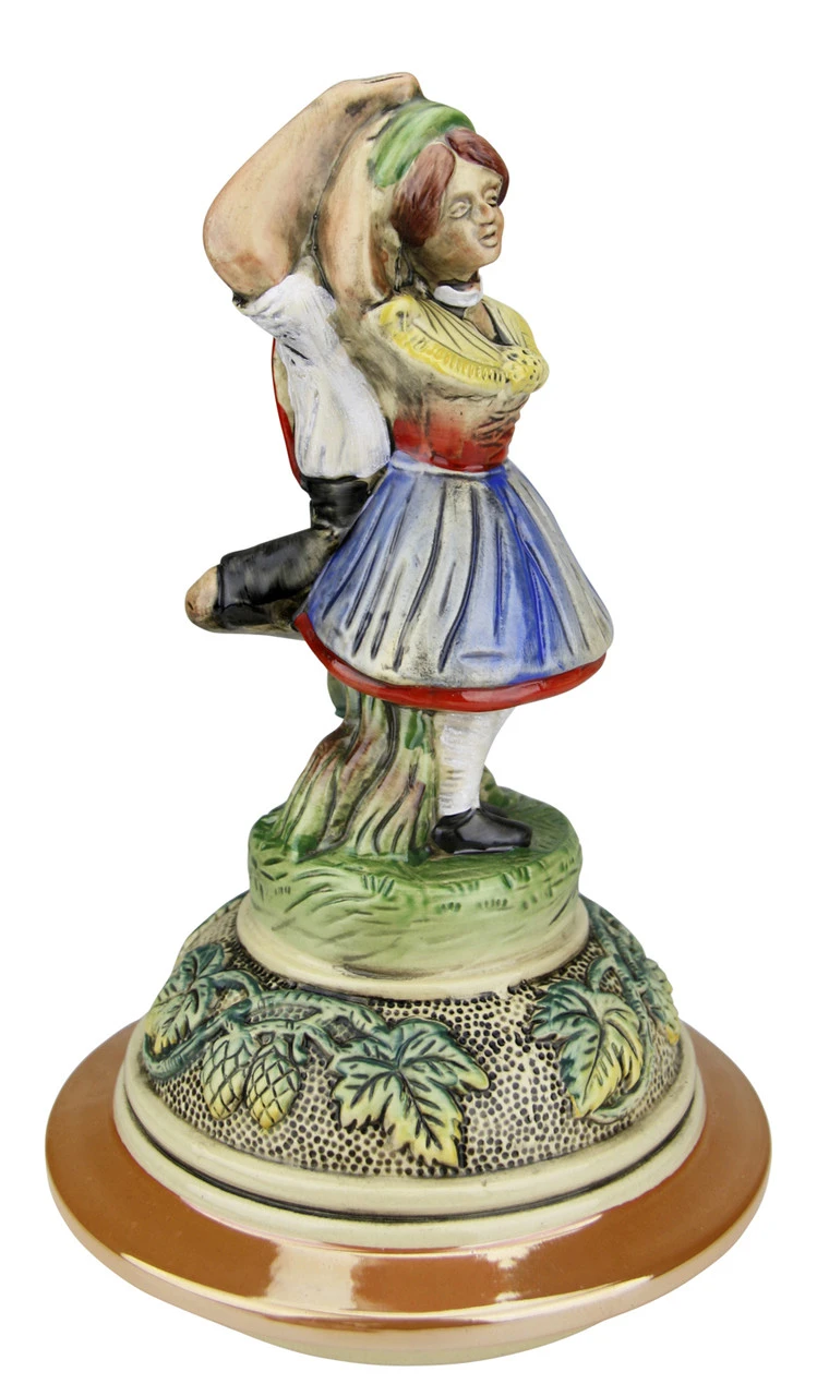 12 Liter Gold Multi-Color Beer Stein With Dancing Bavarian Couple Lid - Image 12