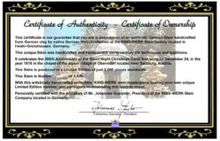 200th Anniversary Silent Night Chapel German Christmas Beer Stein | Musical 16 200th Anniversary Silent Night Chapel German Christmas Beer Stein | Musical -German Beer Steins Sales Store 200 Year Anniversary Silent Night Chapel Christmas German Beer Stein K047 Certificate Front 53606.1542245586