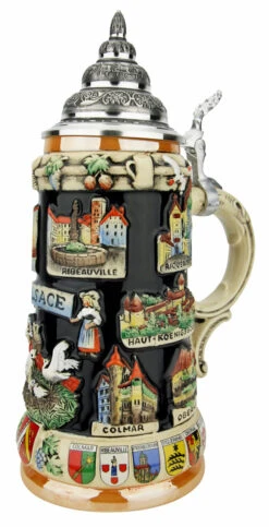 Alsace Souvenir Beer Stein -German Beer Steins Sales Store Alsace Souvenir Beer Stein K309AL RA SM 95576.1649887120