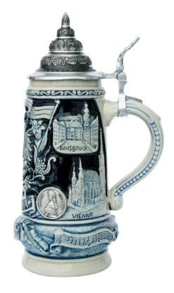 Austria Panorama Beer Stein Cobalt -German Beer Steins Sales Store Austria Celebration Beer Stein Cobalt K393SGA RS SM 39380.1401226000