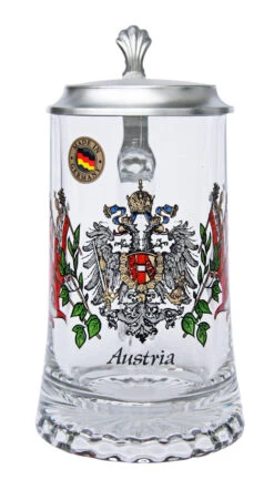 German Beer Steins Sales Store 10 Austria Crest Glass Beer Stein