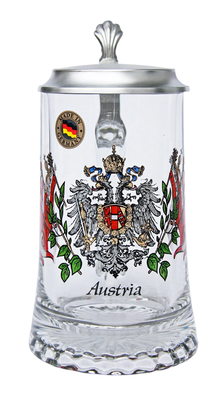 Austria Crest Glass Beer Stein 1 Austria Crest Glass Beer Stein