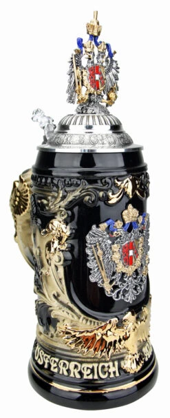 Austria Eagle Handle Beer Stein With Eagle Lid -German Beer Steins Sales Store Austria Eagle Handle Beer Stein with Eagle Lid LA SM 96274.1548878143