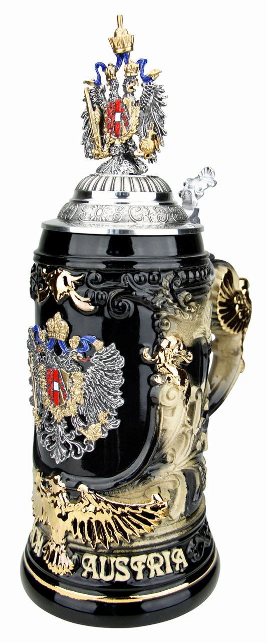 Austria Eagle Handle Beer Stein With Eagle Lid