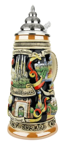 Barcelona Spain Beer Stein -German Beer Steins Sales Store Barcelona Spain Beer Stein K307BA RA SM 09748.1574957518