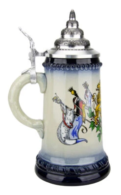 Bavarian Lions And Crown Coat Of Arms Beer Stein -German Beer Steins Sales Store Bavaria Lion Crest Beer Stein K451blB LS SM 83575.1489702227