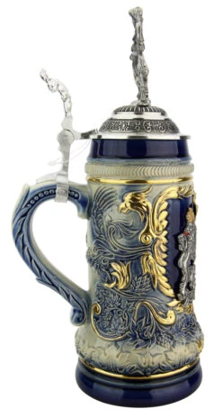 Bavaria Lion Crest Beer Stein With Bavarian Lion Lid -German Beer Steins Sales Store Bavaria Lion Crest Beer Stein with Bavarian Lion Lid ZB14232001 LS SM 49796.1611516405