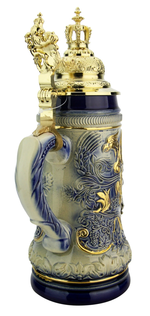 Bavaria Lion Crest Beer Stein With Gilded Royal Crown Lid 5 Bavaria Lion Crest Beer Stein With Gilded Royal Crown Lid - Image 5