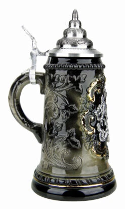 Bavaria Pewter Lion Crest Beer Stein -German Beer Steins Sales Store Bavaria Pewter Lion Crest Beer Stein K455SZB LS SM 91342.1490903076