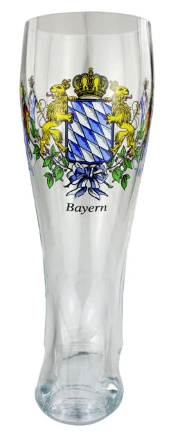 Bavarian Crest Glass Beer Boot 2 Liter