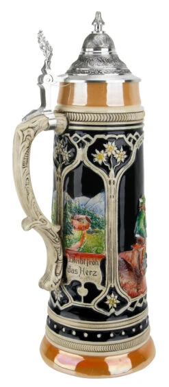Bavarian Hunters Traditional Style 2 Liter Beer Stein -German Beer Steins Sales Store Bavarian Hunters 2 Liter Beer Stein T0080204 4 Left Side SM 55899.1479049708