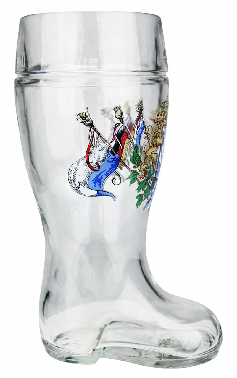 Bavarian Lion Crest Glass Beer Boot 1 Liter - Image 3