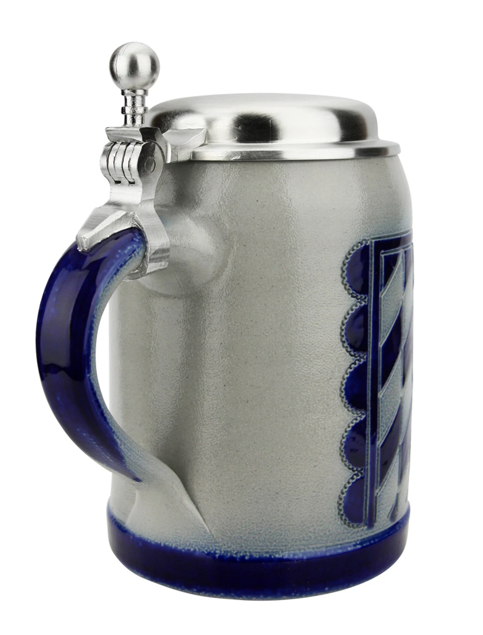 Bavarian Pattern 0.5 Liter Salt Glaze Stoneware Beer Stein - Image 7