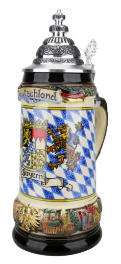 Bayern Coat Of Arms Deutschland Beer Stein -German Beer Steins Sales Store Bayern Coat of Arms Deutschland Beer Stein ZB1413906B RA SM 29151.1621725006