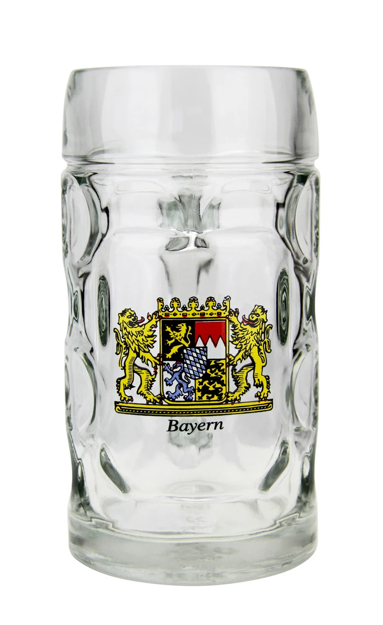 Bayern Crest Dimpled Oktoberfest Glass Beer Mug 0.5 Liter