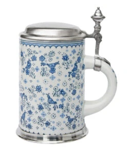 Zimmermann Birds And Flowers Porcelain Beer Stein With Pewter Footed Base -German Beer Steins Sales Store Birds and Flowers Porcelain Beer Stein with Pewter Footed Base Z176ZF RS SM 88727.1425412190