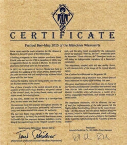 Official Munich Oktoberfest 2015 Wirtekrug Salt Glaze Beer Stein -German Beer Steins Sales Store Certificate 2015 Wirtekrug with Lid SM 77450.1513956917