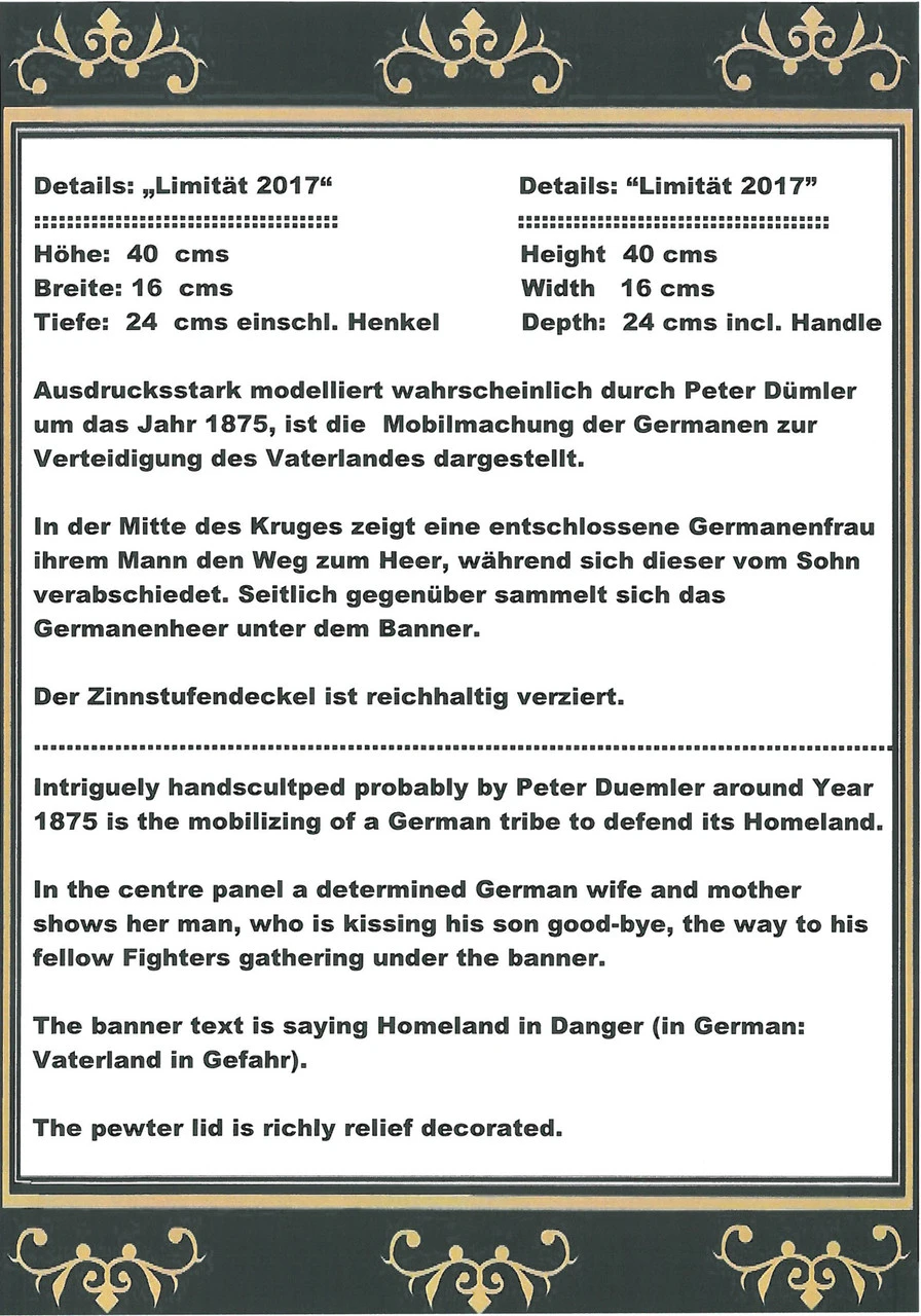 King Limitaet 2017 | Defending The Homeland Antique Style Beer Stein 6 King Limitaet 2017 | Defending The Homeland Antique Style Beer Stein - Image 6