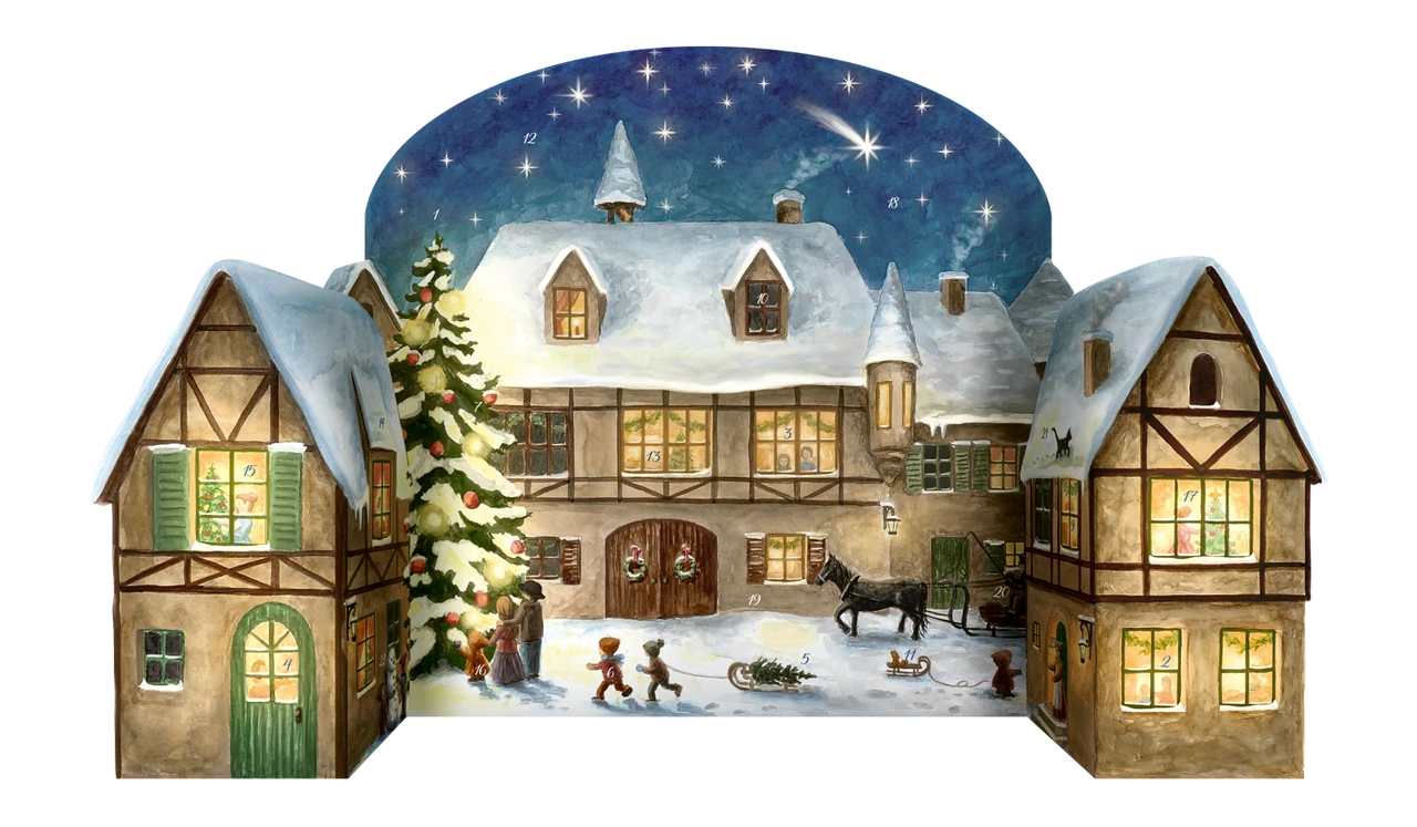 Christmas Eve Village German Advent Calendar 3-D