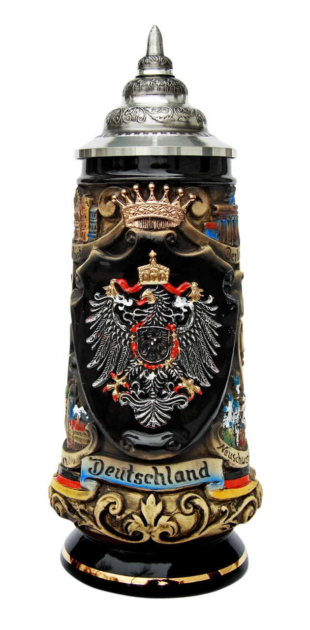 Deutschland Pewter Eagle Cities Beer Stein 1 Deutschland Pewter Eagle Cities Beer Stein
