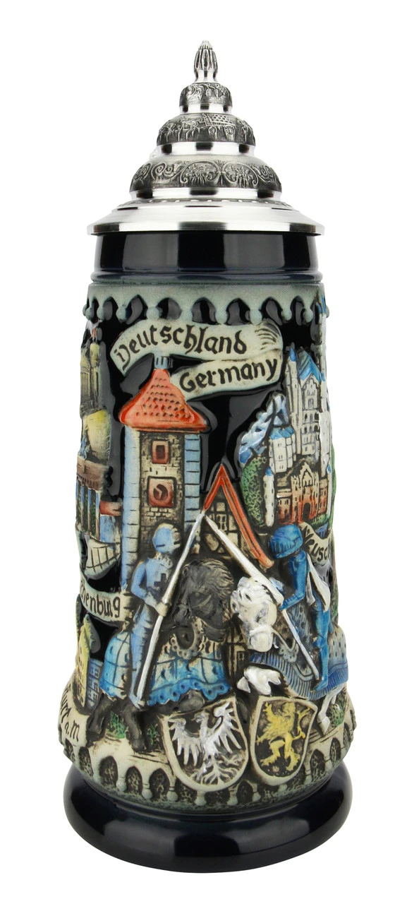 Deutschland Germany Jousting Knights Beer Stein 1 Deutschland Germany Jousting Knights Beer Stein