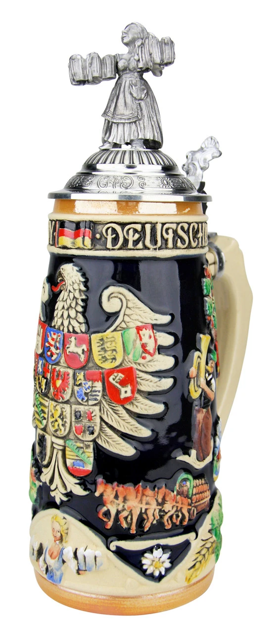 Deutschland Legacy Beer Stein With Pewter Beer Maiden Lid - Image 2