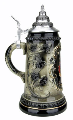 Deutschland Map Black Glaze Beer Stein -German Beer Steins Sales Store Deutschland Map Black Glaze Beer Stein K455SK LS SM 40182.1548780110