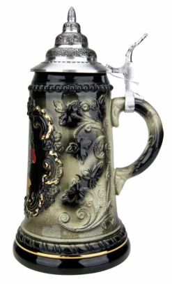 Deutschland Map Black Glaze Beer Stein -German Beer Steins Sales Store Deutschland Map Black Glaze Beer Stein K455SK RS SM 34423.1548780110