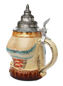 Dirndl And Lederhosen Beer Stein -German Beer Steins Sales Store Dirndl Lederhosen Beer Stein K210 Angle SM 22413.1423685092