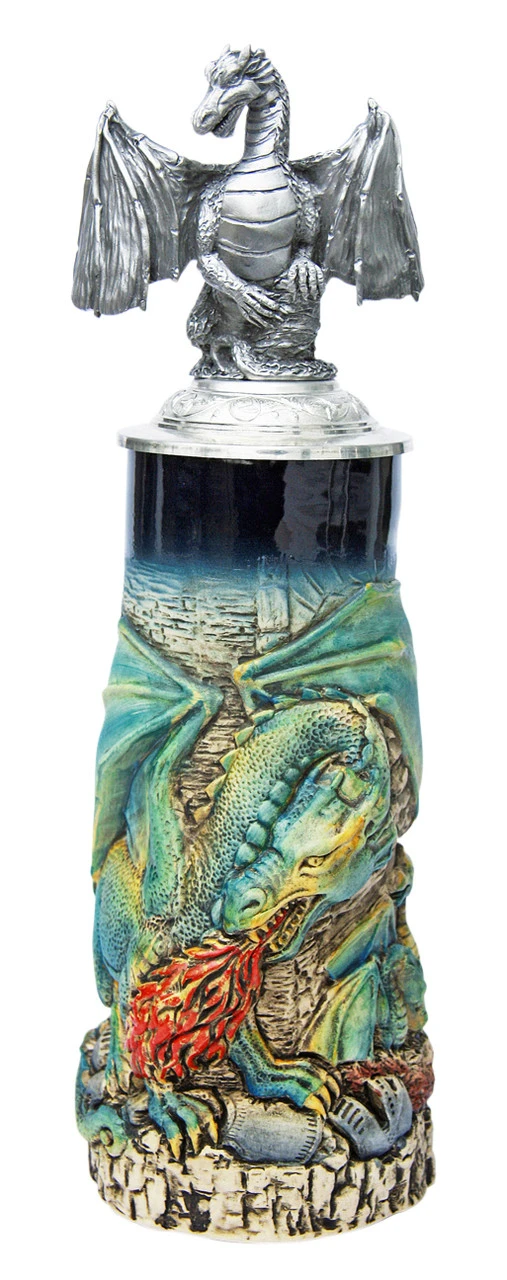 Dragon Beer Stein With Dragon Lid 1 Dragon Beer Stein With Dragon Lid