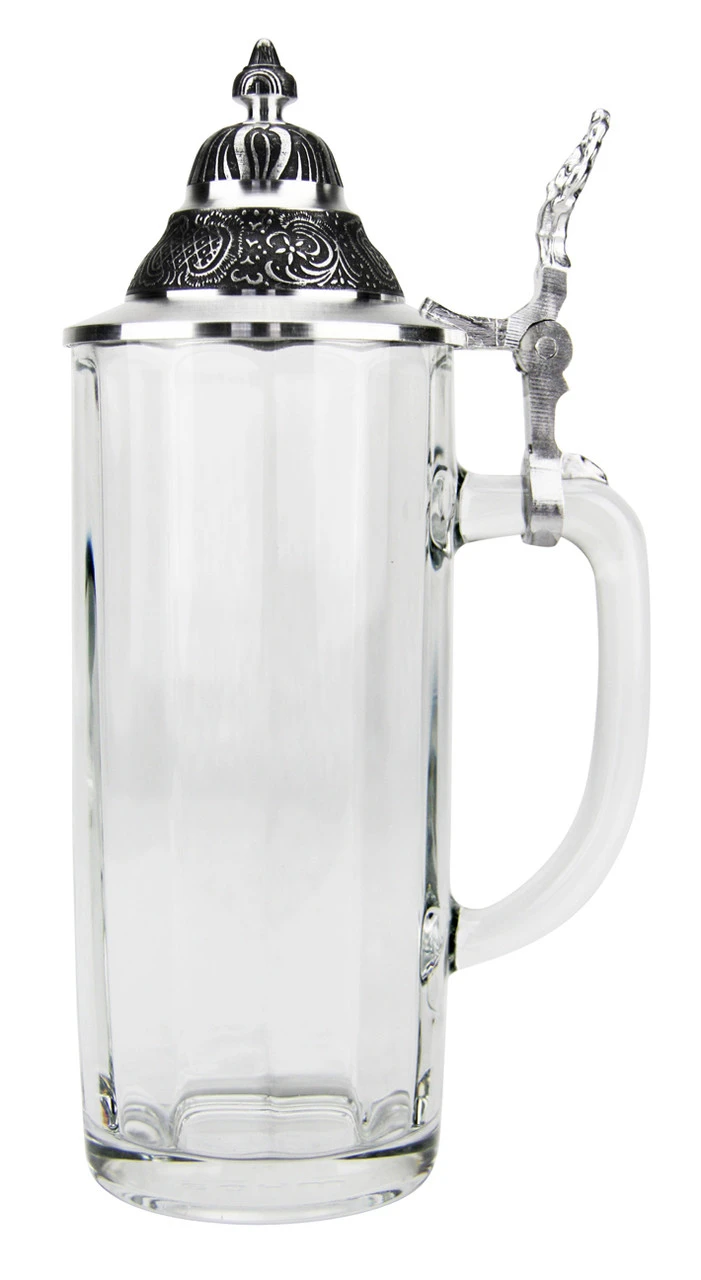 Faceted Glass Beer Stein With Pointed Pewter Lid - Image 6
