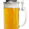 Faceted Glass Beer Stein With Pointed Pewter Lid