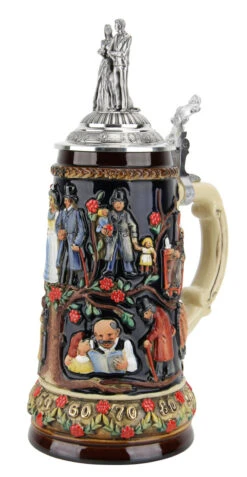 Stein Of Life Wedding Beer Stein | Wedding Couple Lid -German Beer Steins Sales Store Family Tree Wedding Beer Stein Wedding Couple Lid K1026F RA SM 06037.1494356425