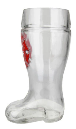 Firefighter Glass Beer Boot 1 Liter -German Beer Steins Sales Store Firefighter Glass Beer Boot 1 Liter BK79FF RS SM 81433.1516919284