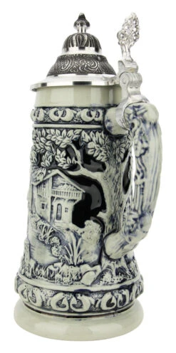 Fishing Beer Stein Cobalt -German Beer Steins Sales Store Fishing Beer Stein Cobalt Stone Gray KT1730EZ Back SM 68165.1697731990