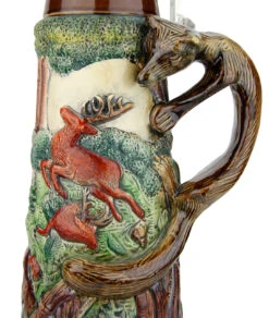Fox Handle Hunter Beer Stein 2 Liter | Eagle Lid -German Beer Steins Sales Store Fox Handle Hunter Beer Stein 2 Liter Flying Eagle Lid K949BE Handle Detail SM 03528.1586721086