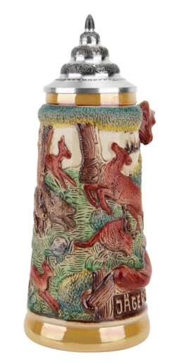 Hunters Joy Fox Handle Beer Stein -German Beer Steins Sales Store Fox Handle Hunter Beer Stein Gold Mulicolor K949C FNT SM 48074.1462904892