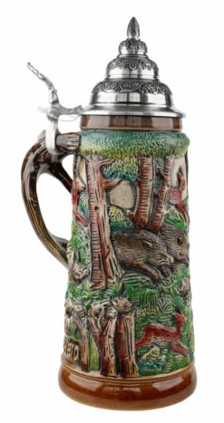 Fox Handle Hunter Beer Stein -German Beer Steins Sales Store Fox Handle Hunter Stein 1 Liter K949B LS SM 39894.1460494939