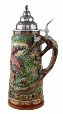 Fox Handle Hunter Beer Stein -German Beer Steins Sales Store Fox Handle Hunter Stein 1 Liter K949B RS SM 55114.1460494953