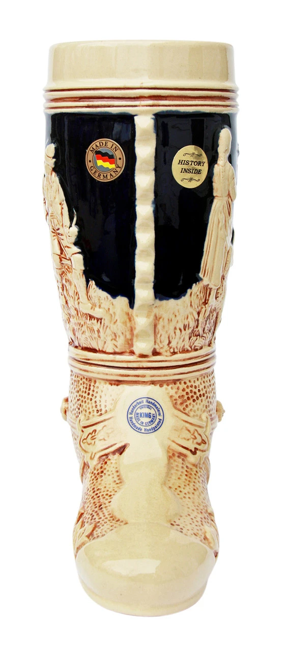 German Ceramic Beer Boot 1 Liter Cobalt 2 German Ceramic Beer Boot 1 Liter Cobalt - Image 2