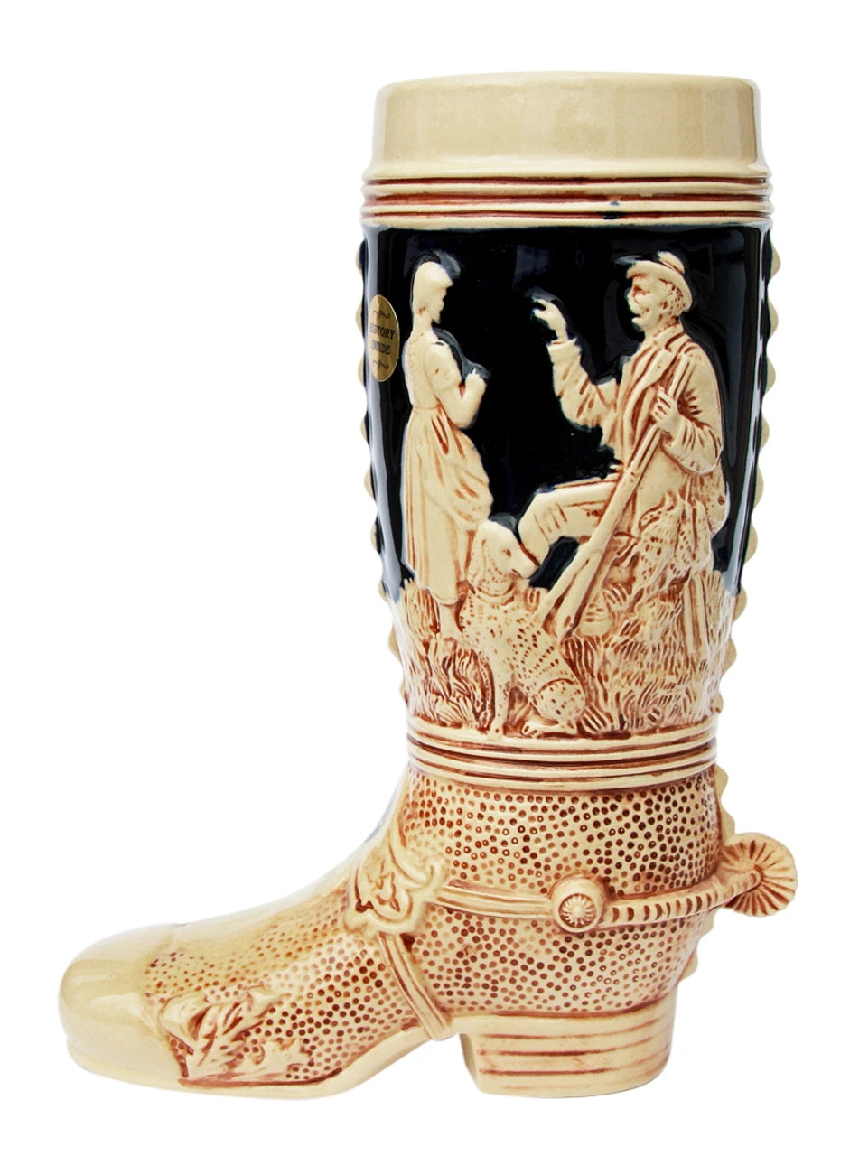 German Ceramic Beer Boot 1 Liter Cobalt 3 German Ceramic Beer Boot 1 Liter Cobalt - Image 3
