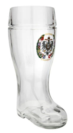 German Crests Glass Beer Boot 1 Liter
