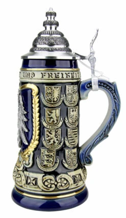 German Eagle Crests Beer Stein Blue -German Beer Steins Sales Store German Eagle Crests Beer Stein Blue ZB1425606EBL RS SM 46148.1527115729