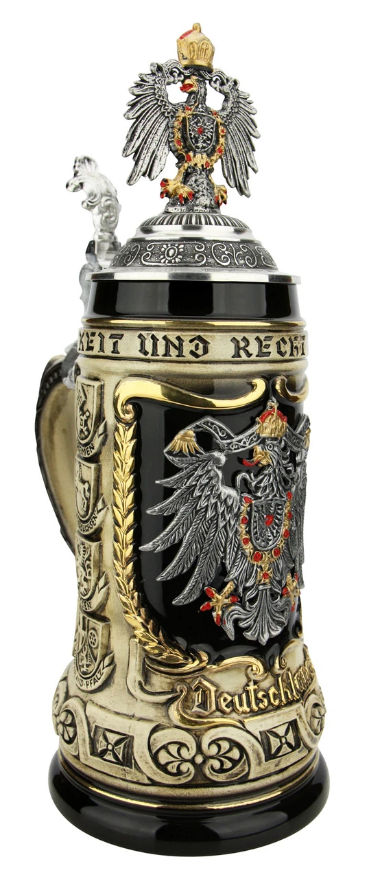 German Eagle Crests Beer Stein With Eagle Lid
