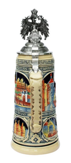 German Heritage Beer Stein With Pewter Eagle Lid -German Beer Steins Sales Store German Heritage Beer Stein with Pewter Eagle Lid K2048ZAD Back WB 42973.1617714052