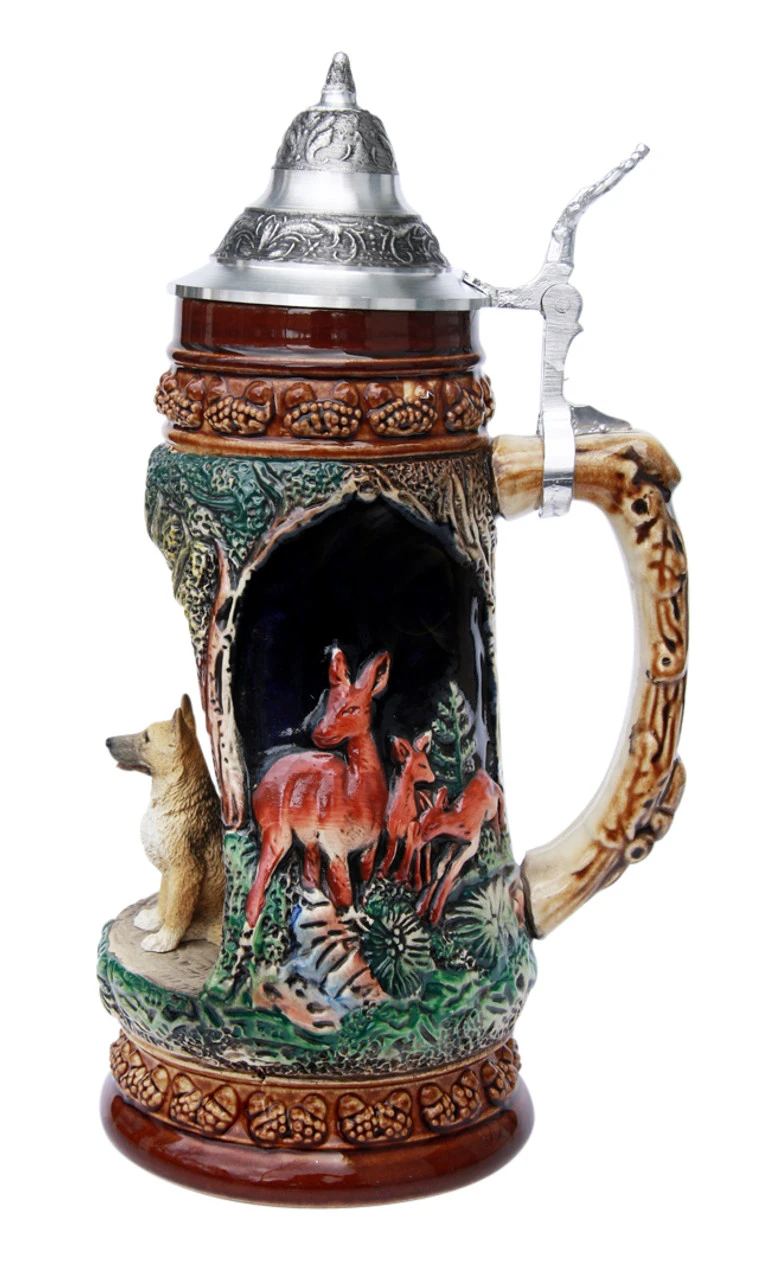 German Shepherd Wildlife Grotto Beer Stein 2 German Shepherd Wildlife Grotto Beer Stein - Image 2