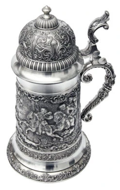 Giant Parforce Hunting Pewter Beer Stein -German Beer Steins Sales Store Giant Parforce Hunting Pewter Beer Stein AS60314 Angle SM 44306.1398609127