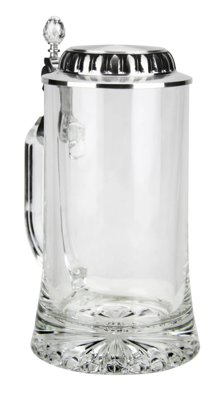 Glass Beer Stein With Plateau Pewter Lid And Hop Cone Thumblift - Image 8