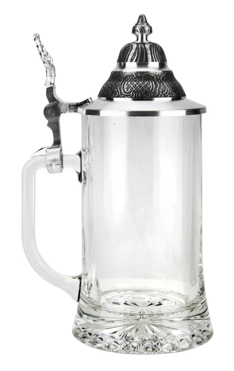 Glass Beer Stein With Pointed Pewter Lid - Image 5